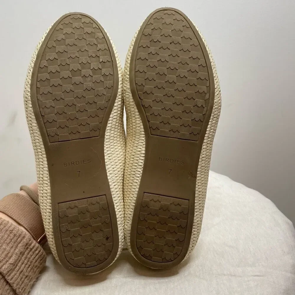 Birdies Starling Loafers Natural Beige White Size 7 Woven Slip On Woven Flat